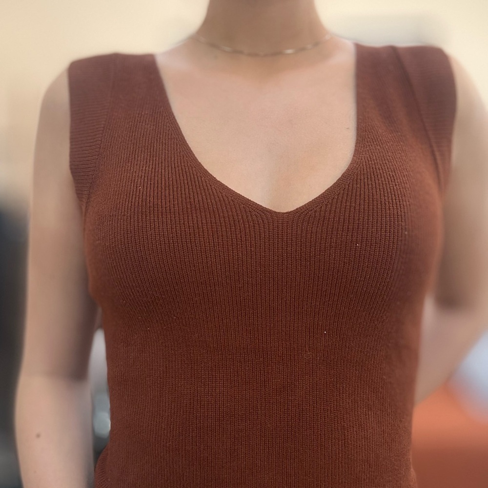 Terracotta Knit Tank Top from Mango Basics size S/M